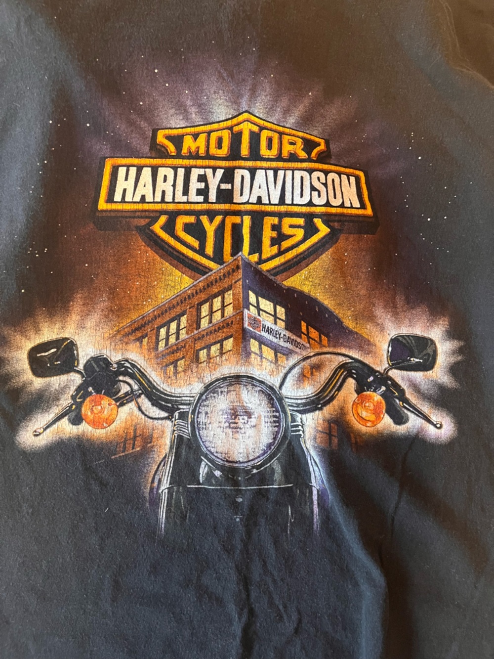 ***VINTAGE 1995***Harley-Davidson Black Tee with Orange Logo Tag